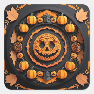 Halloween Papercuat Mandala Square Sticker
