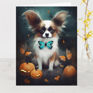 Halloween Papillon With Pumpkins Scary  Card
