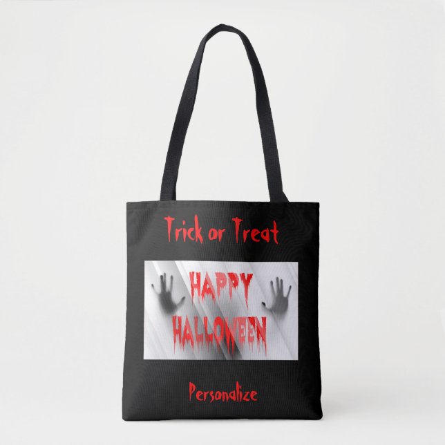 Halloween Paranormal Trick or Treat Candy Reusable Tote Bag (Front)