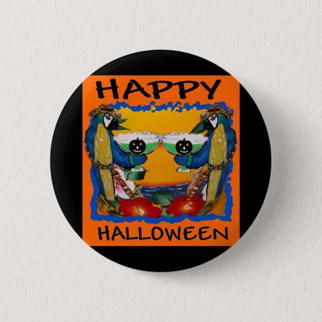 HALLOWEEN PARROTS 2 INCH ROUND BUTTON (Front)