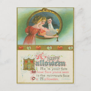 Halloween Party Apples Divination Vintage Postcard