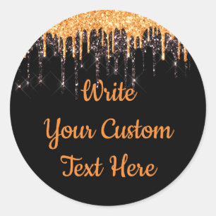 Halloween Party Birthday Favour Orange Black Drip Classic Round Sticker