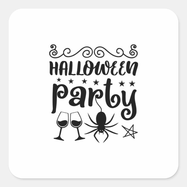 Halloween Party Birthday Square Sticker (Front)