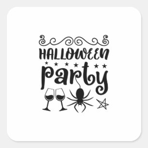 Halloween Party Birthday Square Sticker