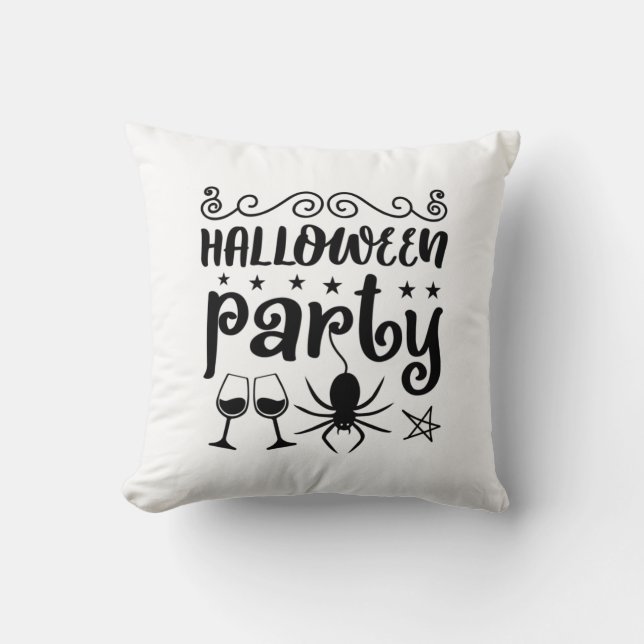 Halloween Party Birthday Throw Pillow (Front)