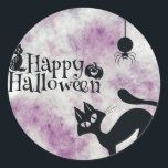 Halloween Party Black Cat Evil Pumpkins Scary Owls Classic Round Sticker<br><div class="desc">Halloween Party Black Cat Evil Pumpkins Scary Owls Classic Round Sticker. Unique,  beautiful,  stylish design. Easy to be personalized. Font style,  size and colours can be changed. Matching items are available.</div>
