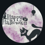 Halloween Party Black Cat Evil Pumpkins Scary Owls Classic Round Sticker<br><div class="desc">Halloween Party Black Cat Evil Pumpkins Scary Owls Classic Round Sticker. Unique,  beautiful,  stylish design. Easy to be personalized. Font style,  size and colours can be changed. Matching items are available.</div>