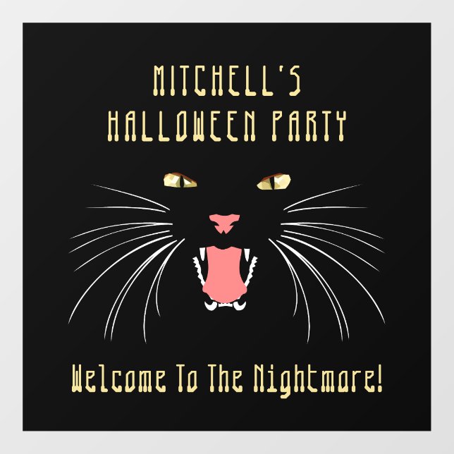 Halloween Party Black Cat Hissing Window Cling (Sheet)