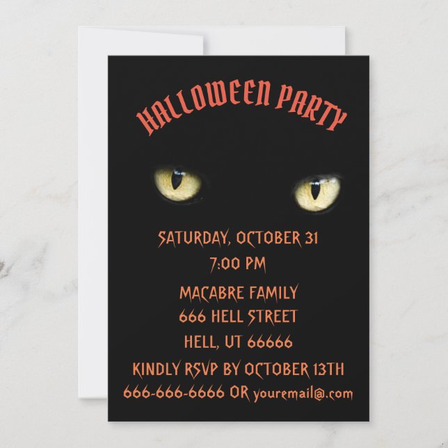 HALLOWEEN PARTY  BLACK CAT Invitation (Front)