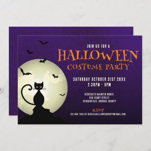 Halloween Party Black Cat Invitation