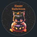 Halloween Party Black Cat Pumpkin Horror Scary Classic Round Sticker<br><div class="desc">Halloween Party Black Cat Pumpkin Horror Scary Classic Round Sticker. Unique,  beautiful,  stylish design. Easy to be personalized. Font style,  size and colours can be changed. Matching items are available.</div>