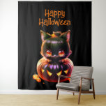 Halloween Party Black Cat Pumpkin Horror Scary Tapestry<br><div class="desc">Halloween Party Black Cat Pumpkin Horror Scary Tapestry. Unique,  beautiful,  stylish design. Easy to be personalized. Font style,  size and colours can be changed. Matching items are available.</div>