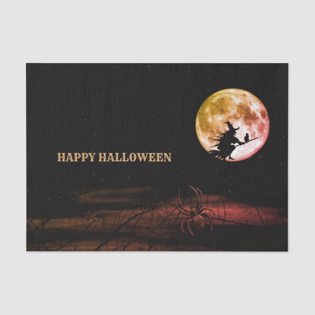 Halloween Party Black Night Full Moon Scary Tissue Paper (Front)