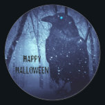 Halloween Party Black Raven Crow Blue Forest Classic Round Sticker<br><div class="desc">Halloween Party Black Raven Crow Blue Forest Classic Round Sticker. Easy to be customized to your preference. Perfect for Halloween Parties. Matching items available. Stay safe and Happy Halloween.</div>