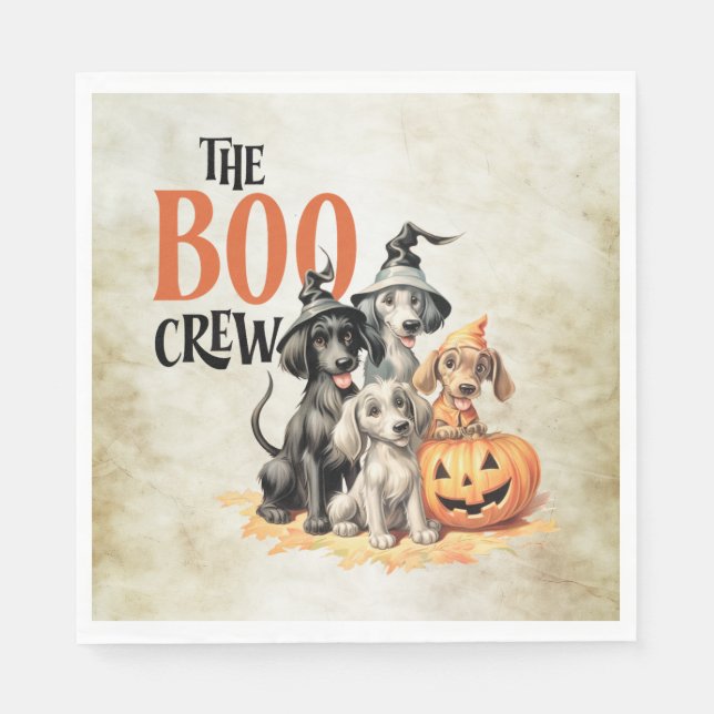 Halloween Party Black Raven Crow Blue Forest Napkin (Front)