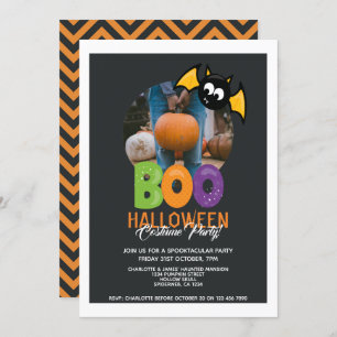 Halloween Party Boo And Bat Personalized Invitation