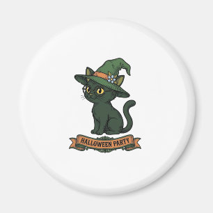 Halloween Party Cat Vintage Vector Design_1 Magnet