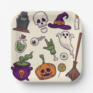 Halloween Party Characters Collections, Halloween  Paper Plate
