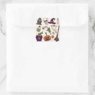 Halloween Party Characters Collections, Halloween Square Sticker