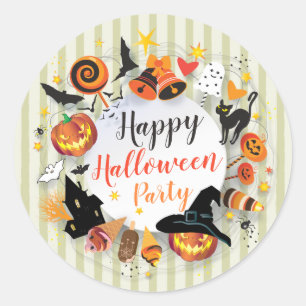 Halloween Party Characters Trendy Design Custom Classic Round Sticker