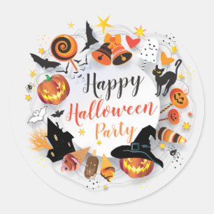 Halloween Party Characters Trendy Design Custom Classic Round Sticker