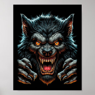 Halloween Party Costume Angry Werewolf Wolfman  Poster