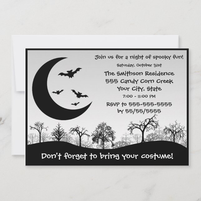 Halloween Party Costume Contest Black and White Invitation (Front)