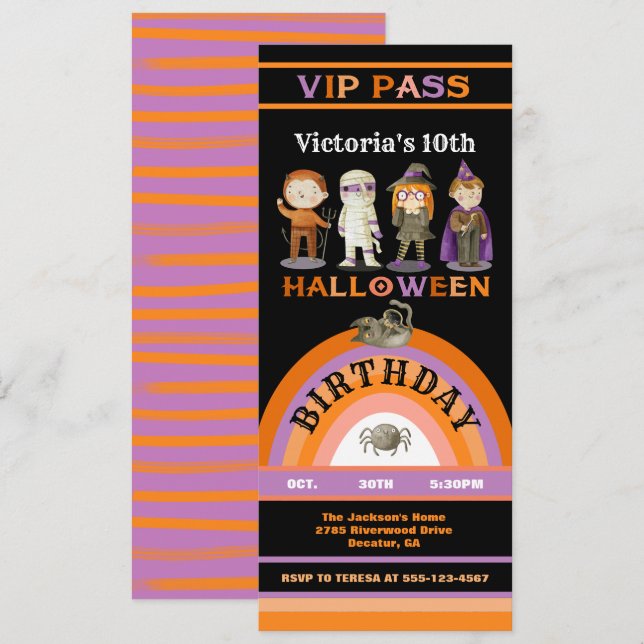 Halloween Party Costume VIP pass ticket Invitation (Front/Back)