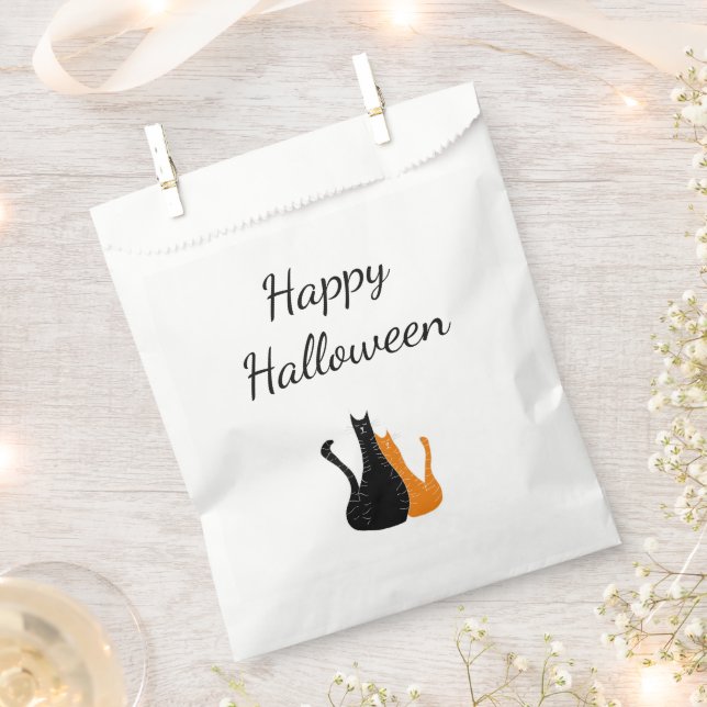 Halloween Party Cute Cats Black Orange  Favour Bag (Clipped)