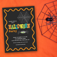 Halloween Party Cute Spider Colourful Typography