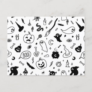 halloween party doodle pattern holiday postcard
