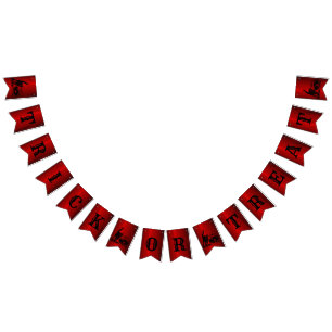 Halloween Party Evil Black Cat Pumpkin Red Scary Bunting Flags