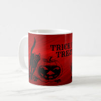 Halloween Party Evil Black Cat Pumpkin Red Scary