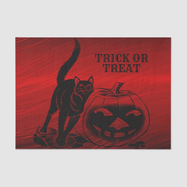 Halloween Party Evil Black Cat Pumpkin Red Scary Tissue Paper (Front)