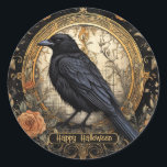Halloween Party Evil Black Crow Orange Flowers Classic Round Sticker<br><div class="desc">Halloween Party Evil Black Crow Orange Flowers Classic Round Sticker. Unique,  beautiful,  stylish design. Easy to be personalized. Font style,  size and colours can be changed. Matching items are available.</div>