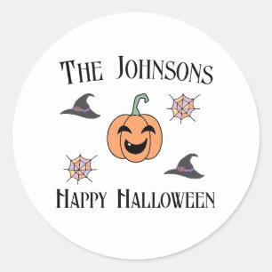 Halloween Party Family Name Classic Round Sticker