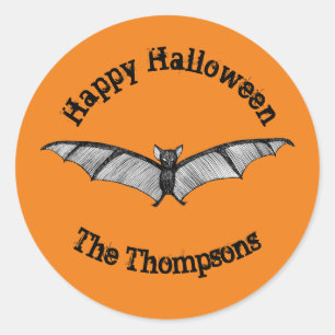 Halloween Party Favour Gothic Bat Customizable Classic Round Sticker