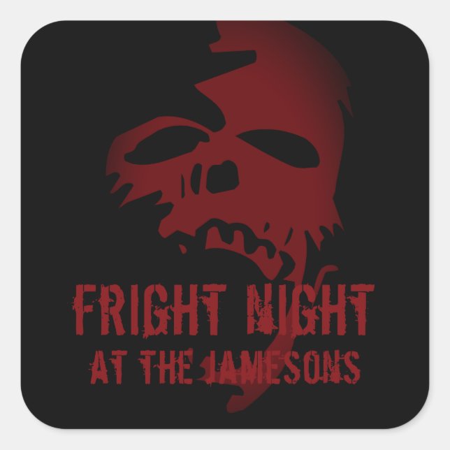 Halloween Party Favour Scary Red Skull Goth Sticke Square Sticker (Front)