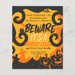 Halloween party, funny, scary pumpkin invitation