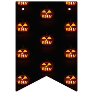 Halloween Party Funny Scary Pumpkins Pattern Bunting Flags