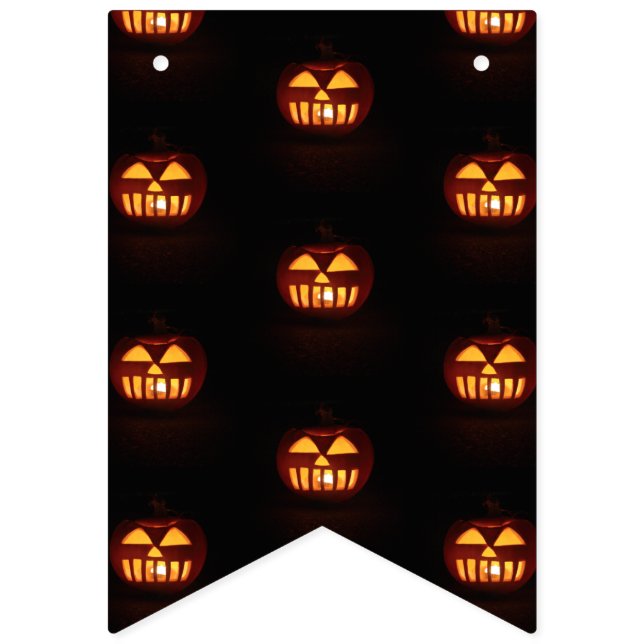 Halloween Party Funny Scary Pumpkins Pattern Bunting Flags (First Flag)