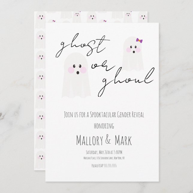 Halloween Party Gender Reveal  Invitation (Front/Back)