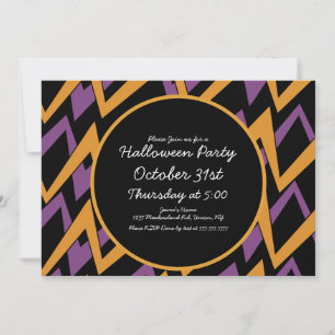 Halloween Party Geometrical Zig Zag Invitation