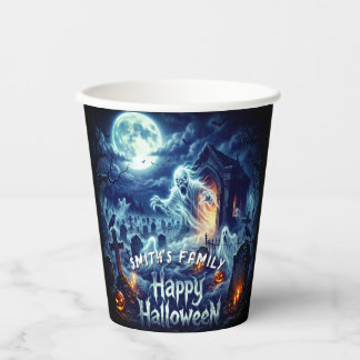 Halloween Party Ghost Full Moon Graveyard Paper Cups