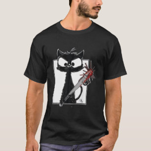 Halloween Party Gift Baseball Bat Black Cat T-Shirt