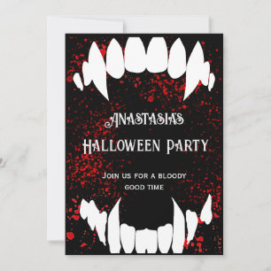Halloween Party Gothic Blood Spatter Vampire  Invitation