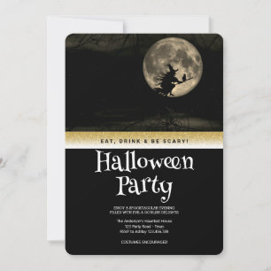 Halloween Party Gothic Fantasy Monn Witch Invitation