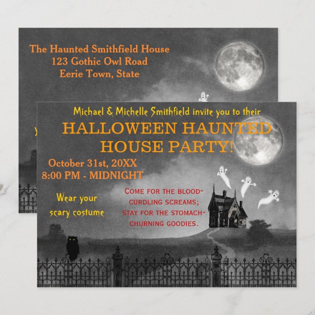 Halloween Party | Gothic Haunted House Invitation (Front/Back)