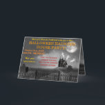 Halloween Party - Gothic Haunted House Invitation<br><div class="desc">These spooky Halloween party greeting card invitations show a Gothic Victorian house in the distance on a hill. A winding path leads down to the top of an iron gate. An owl sits perched on the gate, and three ghosts fly around the house, under a large full moon. The whole...</div>