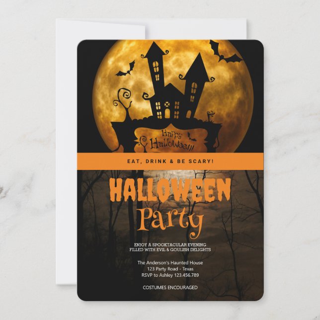 Halloween Party  Gothic Moon Invitation (Front)